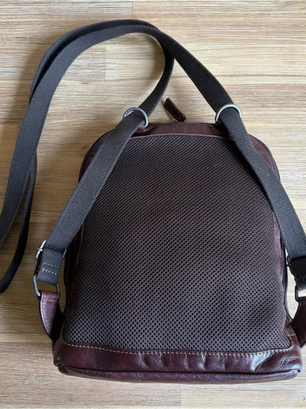 Jack Georges Voyager Convertible Small Backpack Brown Buffalo Leather Zip Close